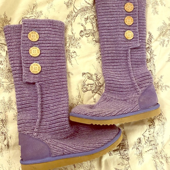 UGG Shoes - Ugg Purple Crochet Boots Size 7 rare retired